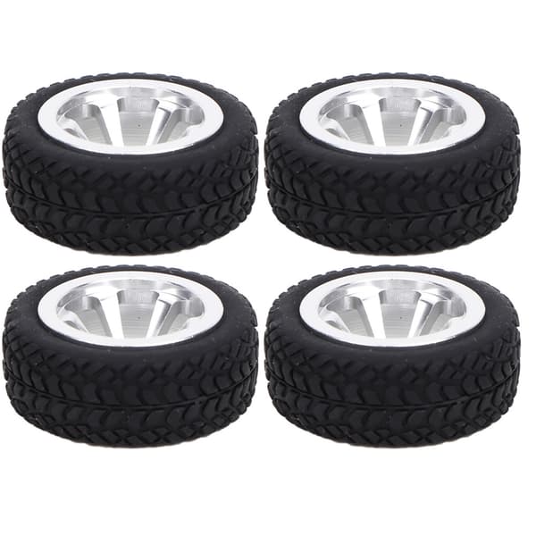 4 stk. RC Bil Model Tilbehør Passer til WLtoys 1/28 K989-53 RC Aluminium Dæk (Sølv)