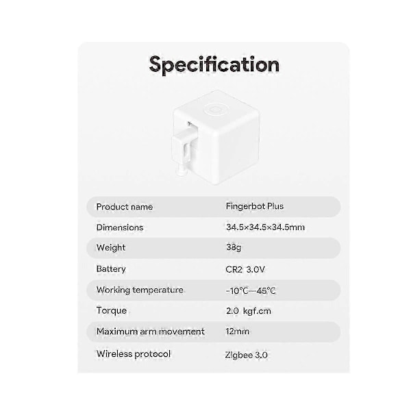 TUYA Smart Fingerbot Plus Zigbee -kytkinrobotti, painike, älykäs koti, Smart Life -sovellus, ääniohjaus sovelluksella