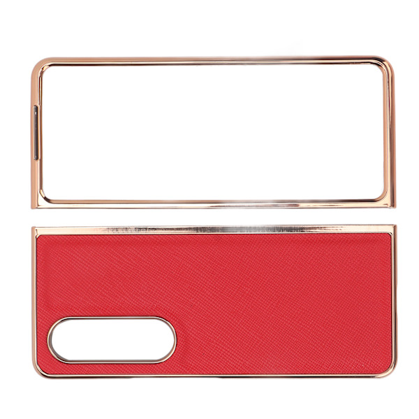 Phone case Nano Galvanoitu lehmännahkainen Cross Grain puhelimen cover Samsung Galaxy Z Fold 4 Red