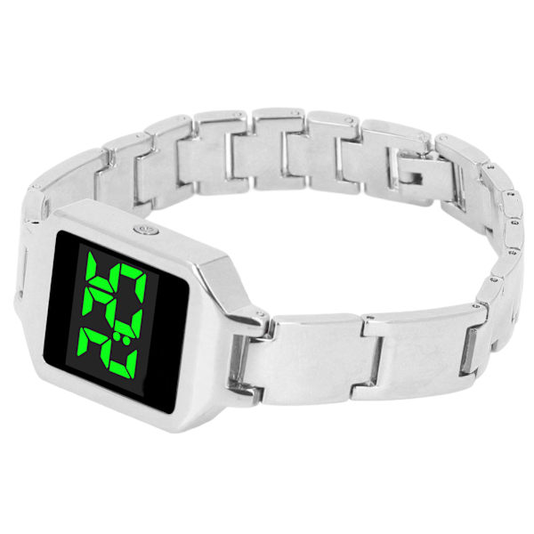 Digital armbandsur med högupplöst skärm, vattentät, modern elektronisk klocka för män, kvinnor och flickor, silver