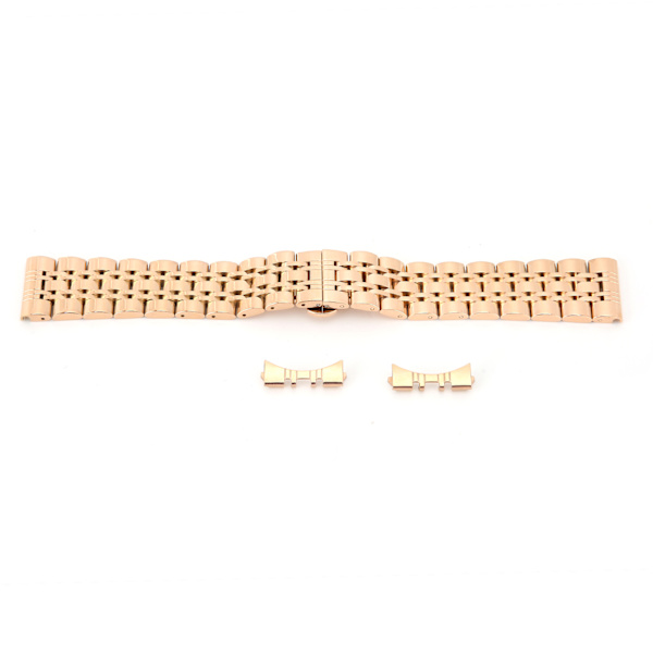 Justerbar längd klockarmband i rostfritt stål, ersättning för klockarmband för urmakare, roséguld, 22 mm / 0,87 tum