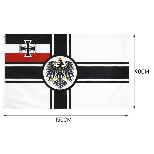 90x150 cm tysk preussisk kors ørneflag med messingringe