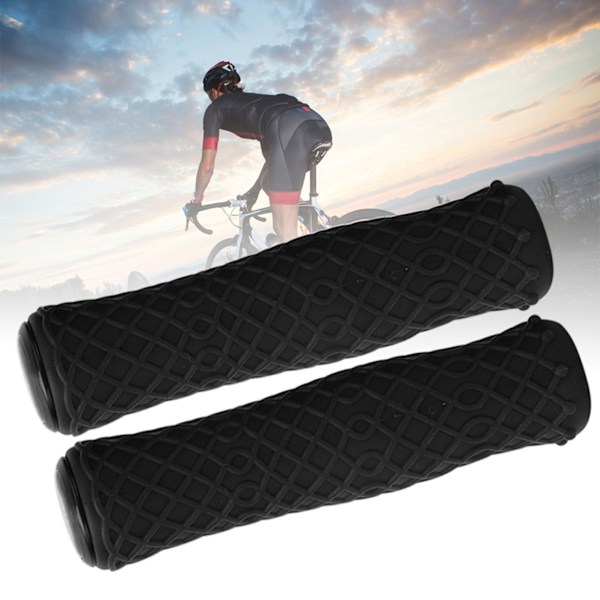 1 par skridsikre ultralette silikone cykelstyr greb cover cykel tilbehør til mountainbike (sort)