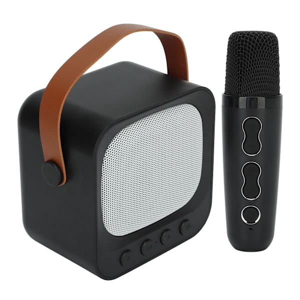 Mini Karaoke Maskin Bärbar Bluetooth Högtalare Med Trådlös Mikrofon Bas Diskant Justering Svart