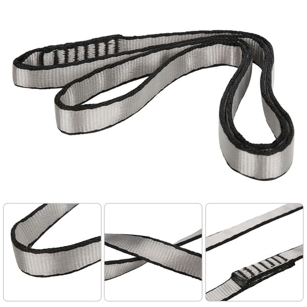 22KN / 4840lb 16mm Polyester Klatrebælte Sling Cord til Bjergbestigning Rappelling Vandring Nødgrå