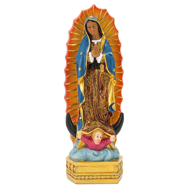 Christian Guadalupe statyett Handmålad Lycka till Jungfru Maria statyer Our Lady of Guadalupe statyett för bordsdekoration