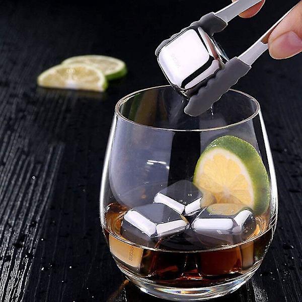Återanvändbara Isbitar i Rostfritt Stål, Presentset med Bartender-Tång
