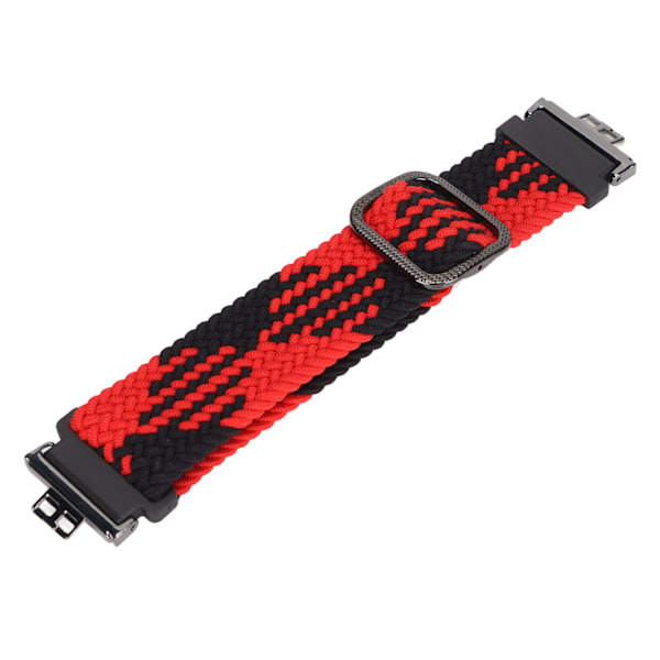 Justerbar nylon klokkestropp for Huawei Watch Fit-bånd strikking elastisk solo loop klokkestropp (rød svart)