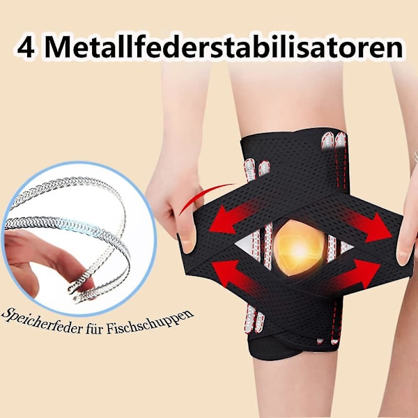 Justerbar knæstøtte til mænd og kvinder - XL-størrelse, med sidestabilisatorer, til knæsmerter, meniskskade, ledbåndsskade