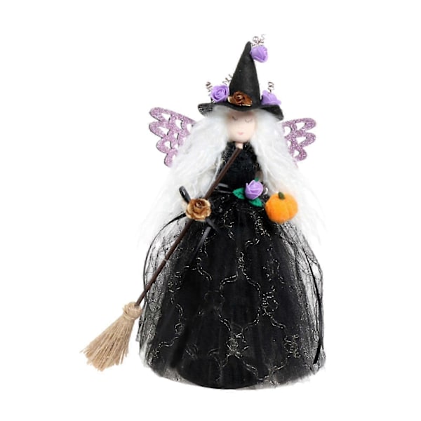 Halloween-koriste pöytäkoriste noitanukke juhliin ravintolaan hotelliin musta ZD.16 violetti
