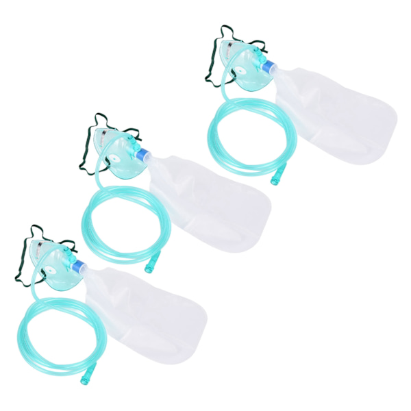 3 Sæt Engangs Bløde Silikon Oxygenrør Maske Sæt Oxygenforsyningsudstyr Forbrugsvarer Størrelse L Oxygenpose med Maske