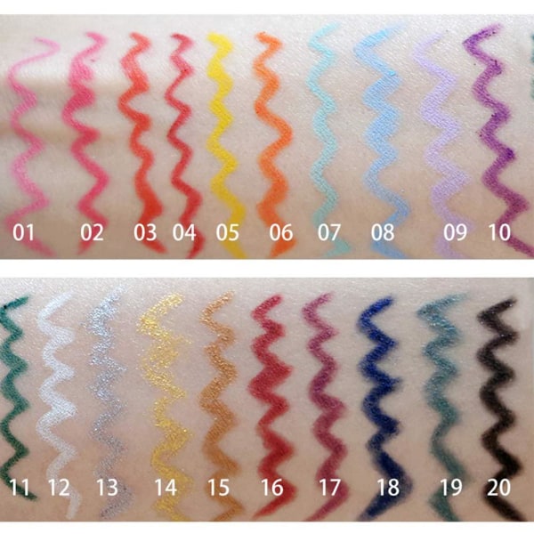 20st Färgglada Gel Eyeliner Penns Set Färgade Eyeliner Långvariga Vattentäta fläcksäkra ögonmakeup Eyeliner för kvinnor