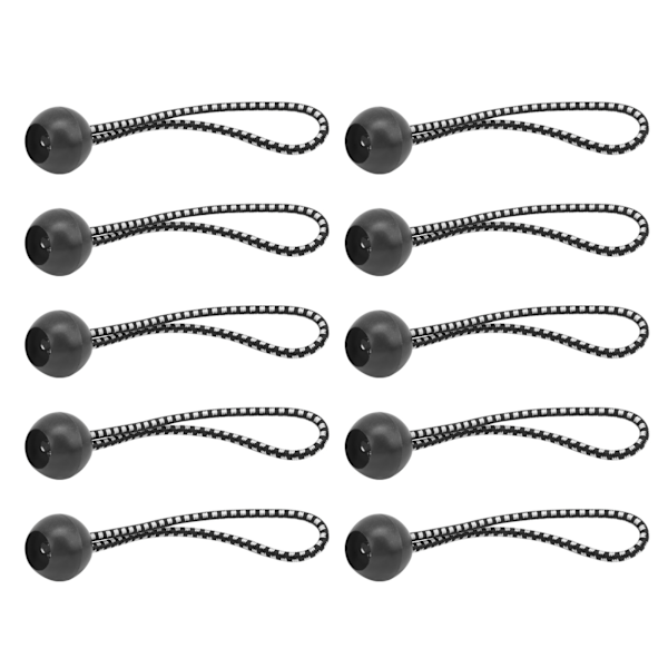 10 stk. teltklips fastgørelseskugleklips kugle bungee-snore med elastisk snor til baldakintelt sort og hvid