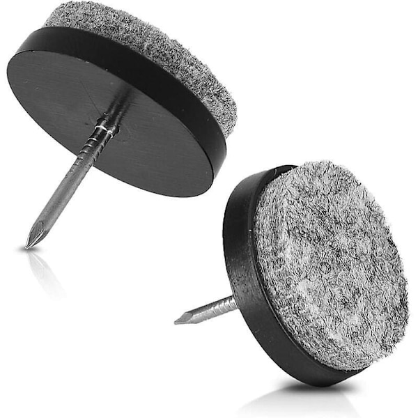 Filtsøm - 20 x 28 mm Runde Søm til Stoleben, Taburetter, Møbler - Gulvbeskytter - Sort