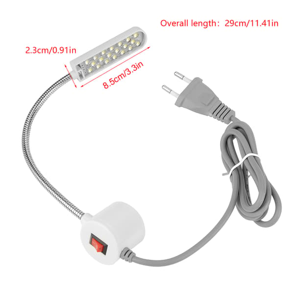 Justerbar magnetisk base LED-lys for symaskin - EU-plugg (110V-220V)