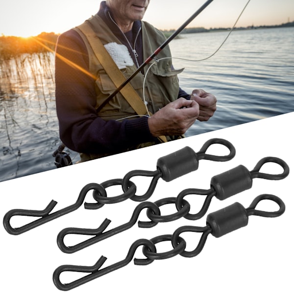 40 st Q-formade karpfiskesvirvlar Rullring Snap Connector Rostfritt stål fiskekrokredskap