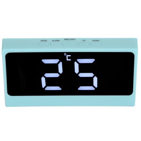 LED digital väckarklocka tyst smart temperatur datum lysande storbildsskärm sminkspegel (blå)