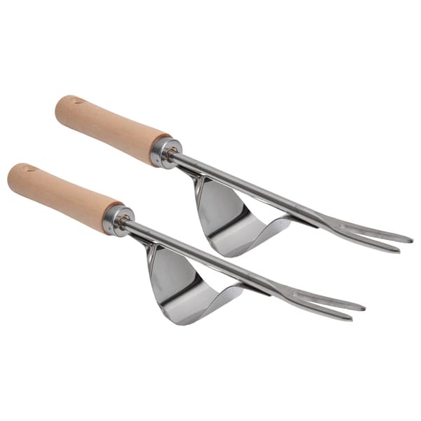 2 stk. havehåndluger i rustfrit stål, robust, holdbar, rustfri, blankt håndtag, ukrudtsfjernerværktøj