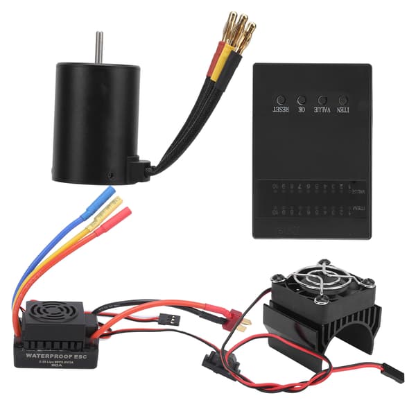 3650 4500KV Borstlös Motor 60A ESC Programmeringskort Kylfläns Kombinationsset för 1/8 1/10 RC Bil