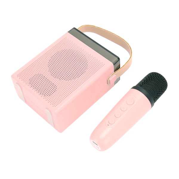 Karaoke-maskin multifunksjonell RGB-belysning bærbar Bluetooth-høyttaler med 2 trådløse mikrofoner for voksne og barn rosa
