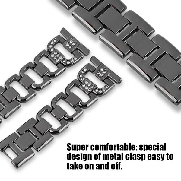 Bling rustfrit stål urbånd sort båndrem udskiftning metalarmbånd til Fitbit Versa