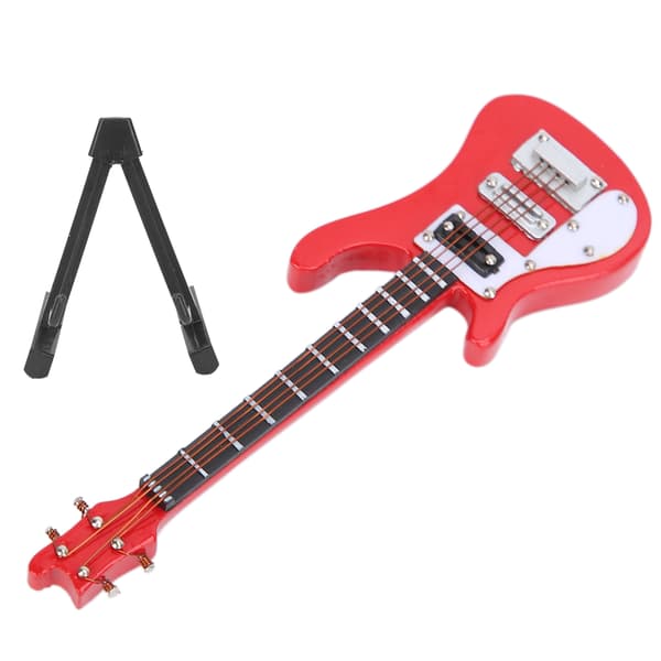 Miniature Træ Simulation Elektrisk Guitar Model Musikinstrument Ornamenter Gaver Rød