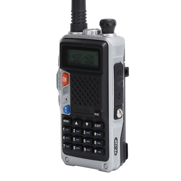 Bärbar Walkie Talkies Kit Handhållen LCD-display Walky Talky med Baksida Klipp 100‑240VSilver EU-kontakt 100‑240V