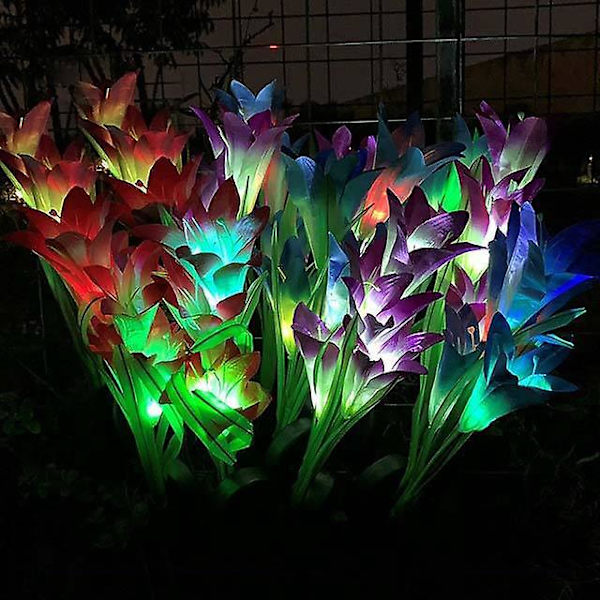 Solcelled Hageblomsterlys - Multifarget Skiftende LED, Vanntett, 4-pakning
