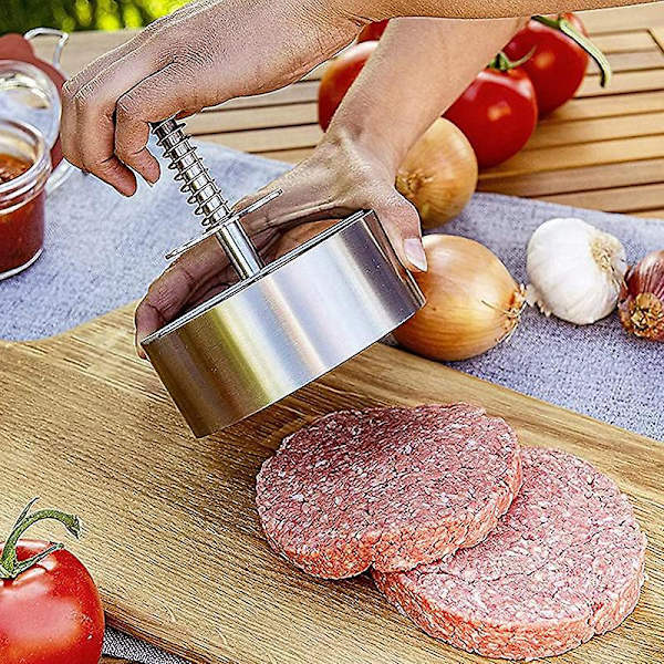 Justerbar burgerpresse i rustfritt stål - enkel å bruke nonstick hamburgermaskin for familiesammenkomster