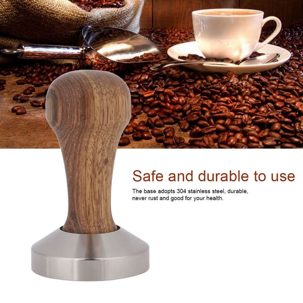 Praktisk kaffetamper i rustfritt stål for espressopulver, flatpressehammer (51 mm)