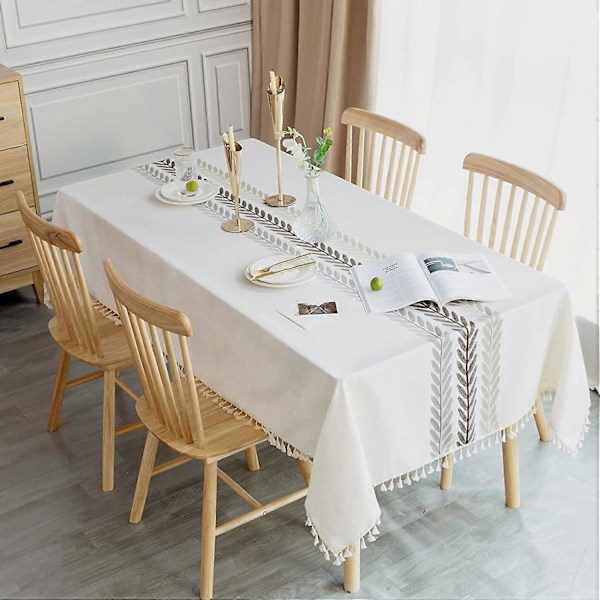 Duk Vanntett Flekkbestandig Rektangulær Bomulls Lin Duk 140x200 Elegant Bordduk Lin Rektangel for Kjøkkenbord Dekor
