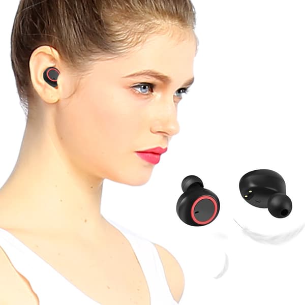 TWS Mini Bluetooth trådlösa hörlurar Magnetisk laddning Binaurala samtal Sport hörlurar Svart