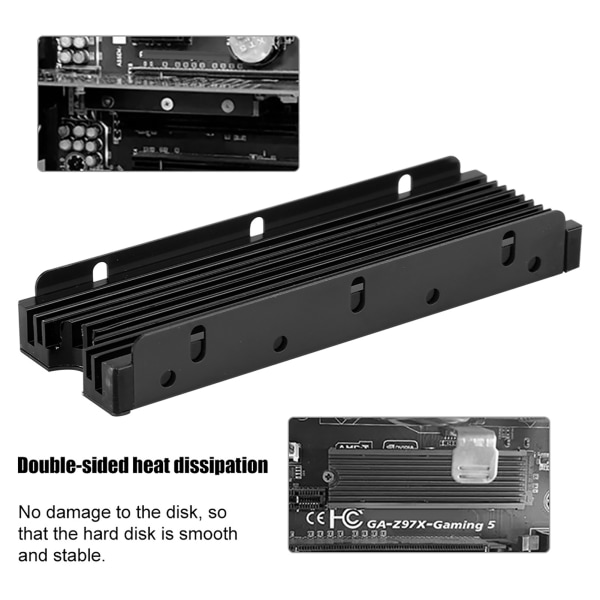 NGFF M.2 Dobbeltsidig SSD Heatsink Vannkjøling HDD Termisk konduktivitetskjøler (svart)