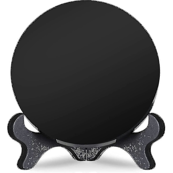 Sort Obsidian Spåspeil, Naturlig Sort Obsidian Spåspeil for Feng Shui med Stativ, Yoga Energi Speil Interiør