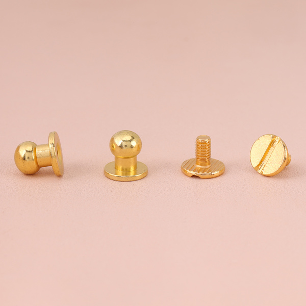 20 stk. Rundhoved Solid Messing Søm Nitte Knap DIY Læder Tilbehør (8*6mm guld)