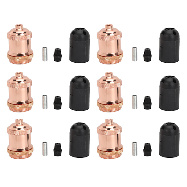 6 kpl retrolamppupidinkorvaus koristeellisia antiikkisia valopistorasioita DIY-kattokruunuun ruusukulta 85‑265V