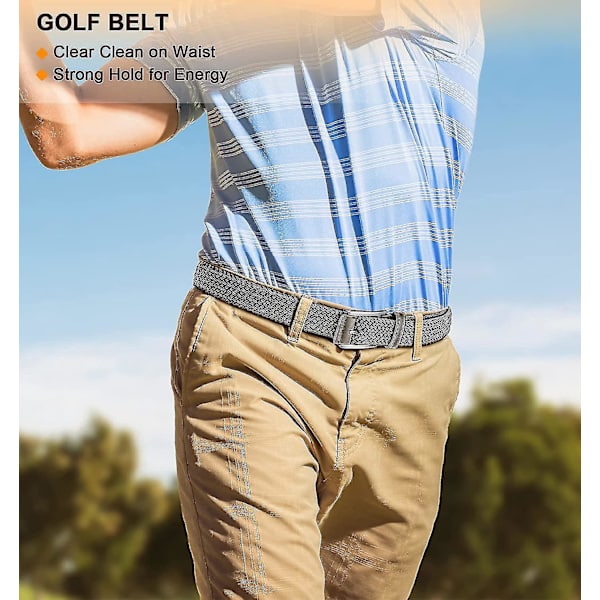 Herre Elastisk Flettet Web Bælte - 2 Pak, Elastisk Bælte til Casual Golf, Jagtbukser og Jeans - 1 3/8\" 26 til 30 tommer 2pak beige Mørkegrå1499