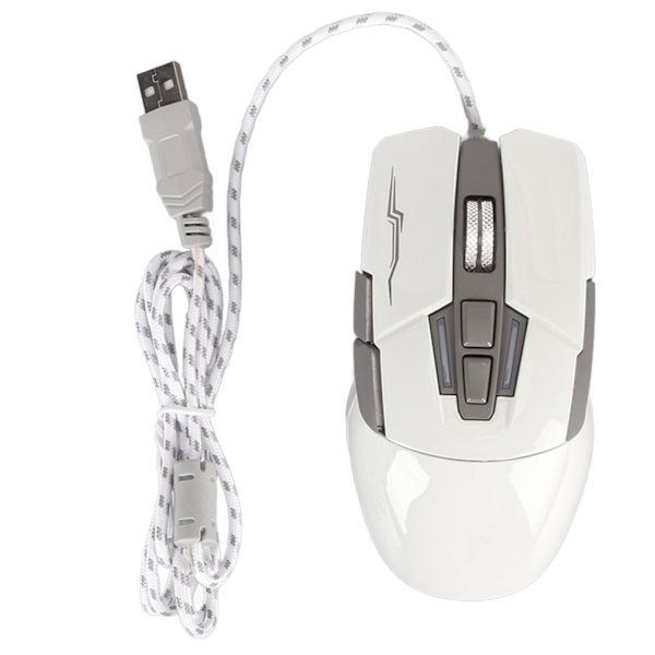 Sportsvognsformet kablet gamingmus USB optisk computermus LED-lys 4 justerbar DPI op til 3200 computermus hvid
