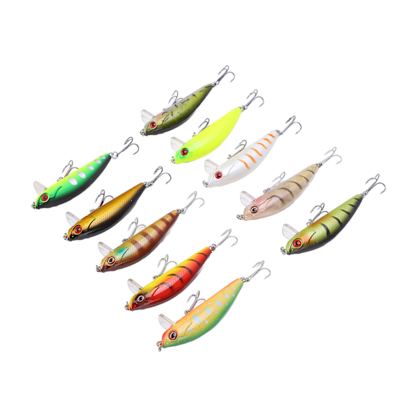 10 st 65 mm/6,5 g fiskedrag Hard Bait Artificiell 3D fiskeögon Minnow-beten för abborre öring saltvatten sötvatten