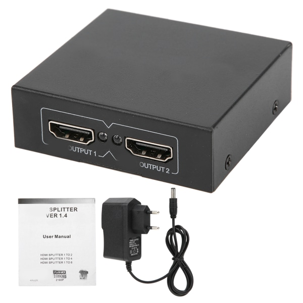 HDMI Splitter High Definition Video Switcher 1 In 2 Out 100‑240V Connect Audio ReceivingEU