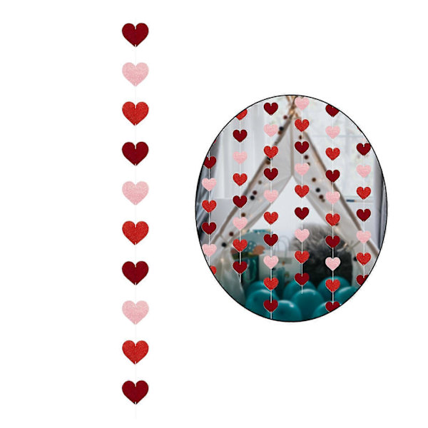 8 x Hjerte Banner Dør Garland Dekorationer til Hjemmet Valentinsdag Vertikal
