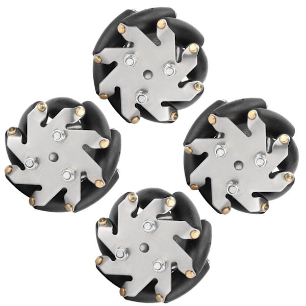 4 kpl 48mm kestävää terästä Mecanum-pyöräsarja, vasemman ja oikeanpuoleiset pyörät robottiautoon 14209