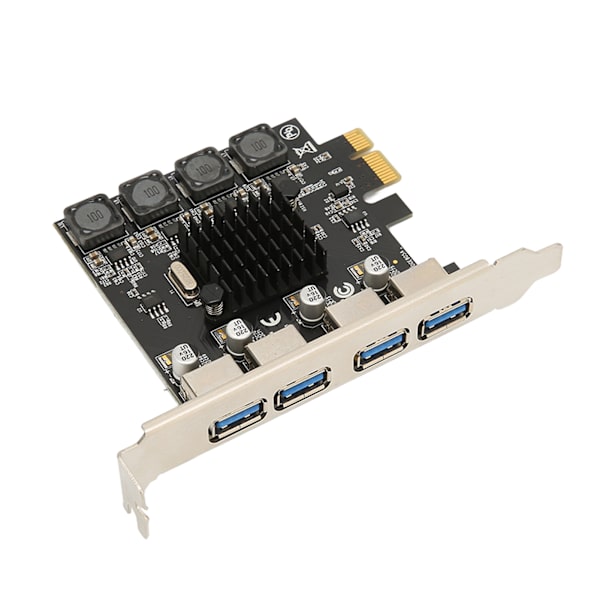 PCIE til USB-udvidelseskort 4 USB 3.0-porte 5 Gbps højhastigheds selvforsynende USB3.0-hub-controller til Win til Linux