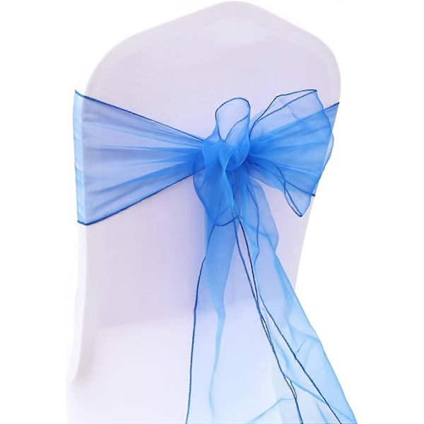 25 kpl Organza-tuolirusetteja häihin, juhliin, koristeluun, tuolirusetteja, nauhoja, tuolinpäällisiä, tapahtumatarvikkeita - Kuninkaallinen sininen