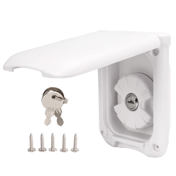 RV Gravity Fresh Water Fill Hatch Inlet with Keys Square White for Motorhomes Campers Trailers Caravans Yachts