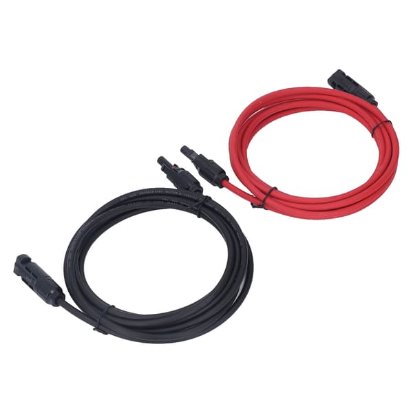 2 stk. 12AWG 4mm² solpanel forlængerkabel sort rød soladapter forlængerkabel med hun- og hanstik 1000VDC 3 m / 9.8ft