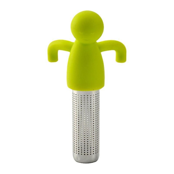 Sød Te-Infuser Bold i Rustfrit Stål med Ekstra Fint Net - Løsblad Te-Sigte med Gult Silikonhåndtag