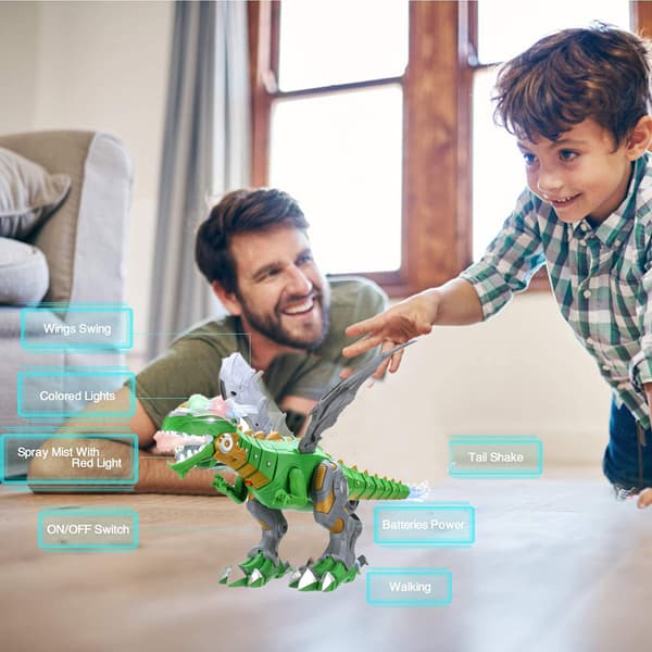 Tåkesprutende Robot Drageleke Barn Gående Dinosaur Brannpustende Vannspray med Lys og Lyder