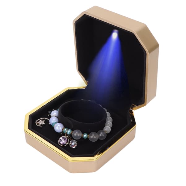 LED armbånd oppbevaringsboks bærbar elegant smykker armbånd displayveske arrangør for bryllupsforslag gull