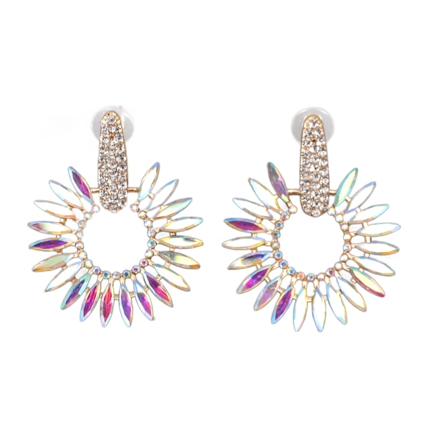 Mote Rhinestone Statement Drop Dangle Øredobber Store Lysekrone Øredobber for Kvinner Hvit AB Midten KC Gull